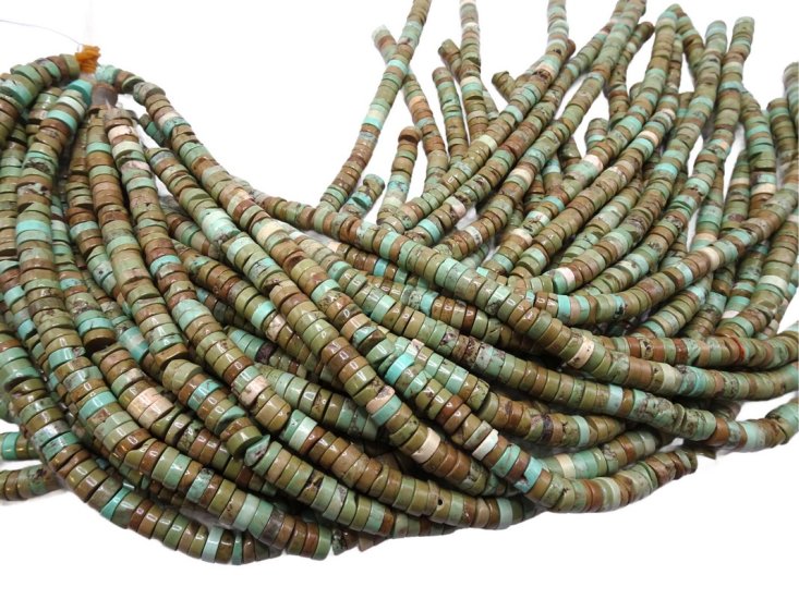 (image for) Green Turquoise Magnesite Heishi beads Old style 8mm #1997