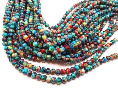 (image for) Blue multi colored glass rounds 8mm #2001