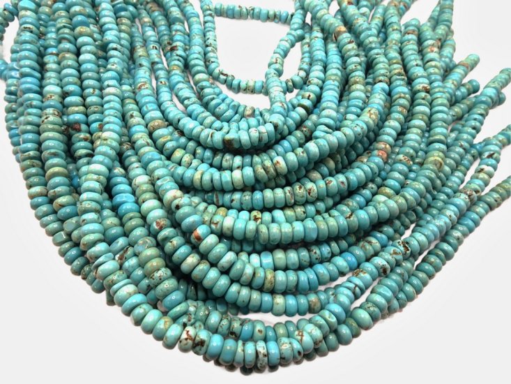 (image for) Turquoise magnesite rustic rondel beads 8x4mm #2002