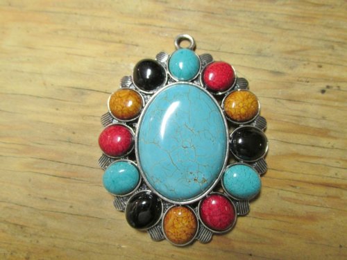 (image for) Oval multi colored pendant #HU13-12