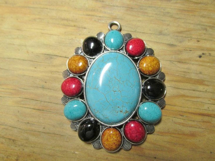 (image for) Oval multi colored pendant #HU13-12