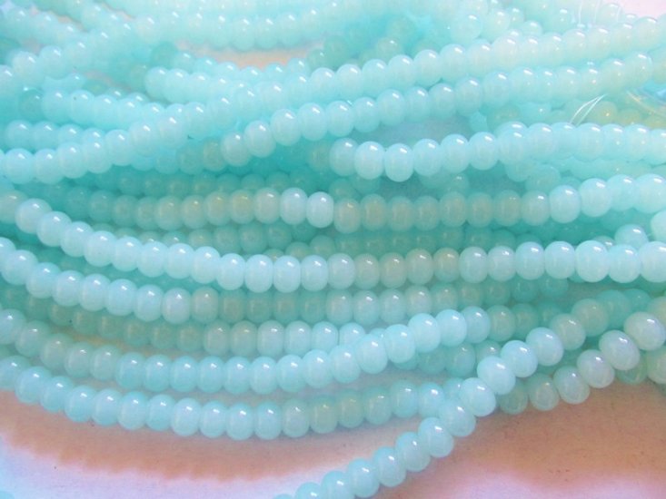 (image for) Blue fat rondelle glass beads #HU-1426