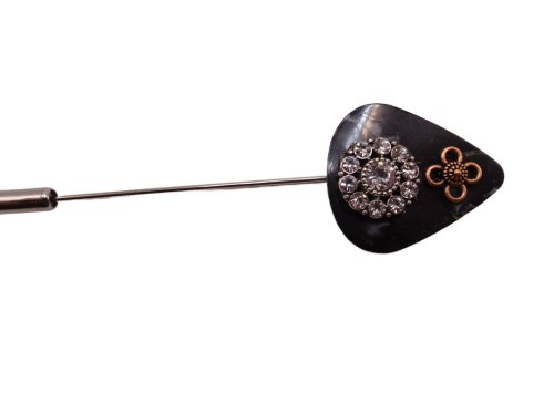 (image for) Guitar pick hat pin - Black #hatpin-9b