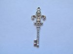 (image for) Fleur de Lis Key w/ AB Crystals Pendant/Charm #PP82