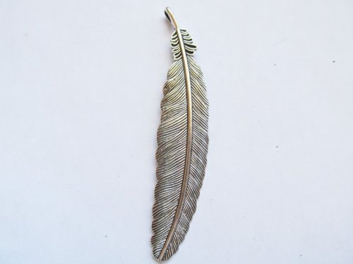 (image for) Feather pendant antique Silver large #MP91