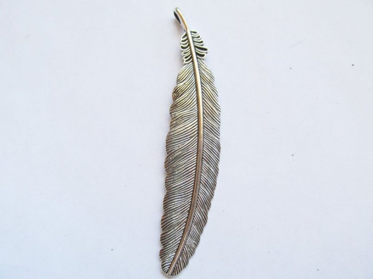 (image for) Feather pendant antique Silver large #MP91