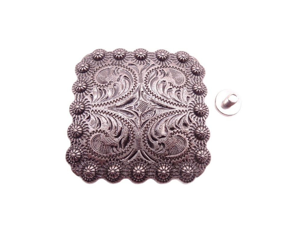 (image for) Antique silver 2" square screw back concho #CNH-3