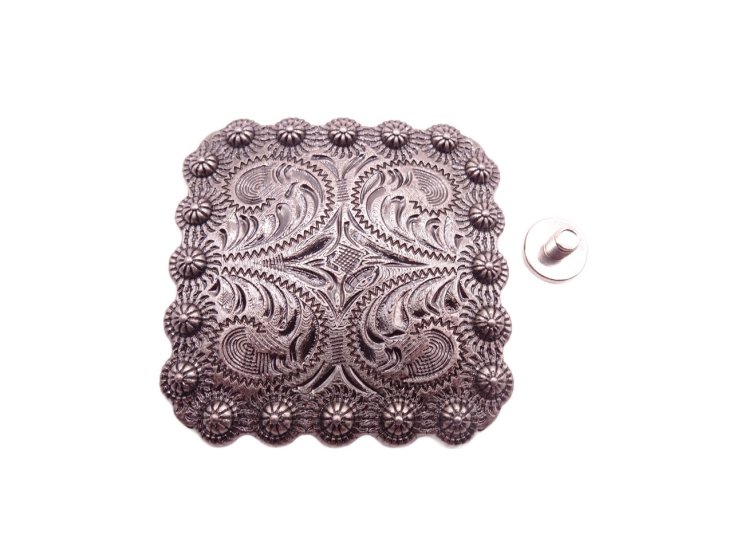 (image for) Antique silver 2" square screw back concho #CNH-3