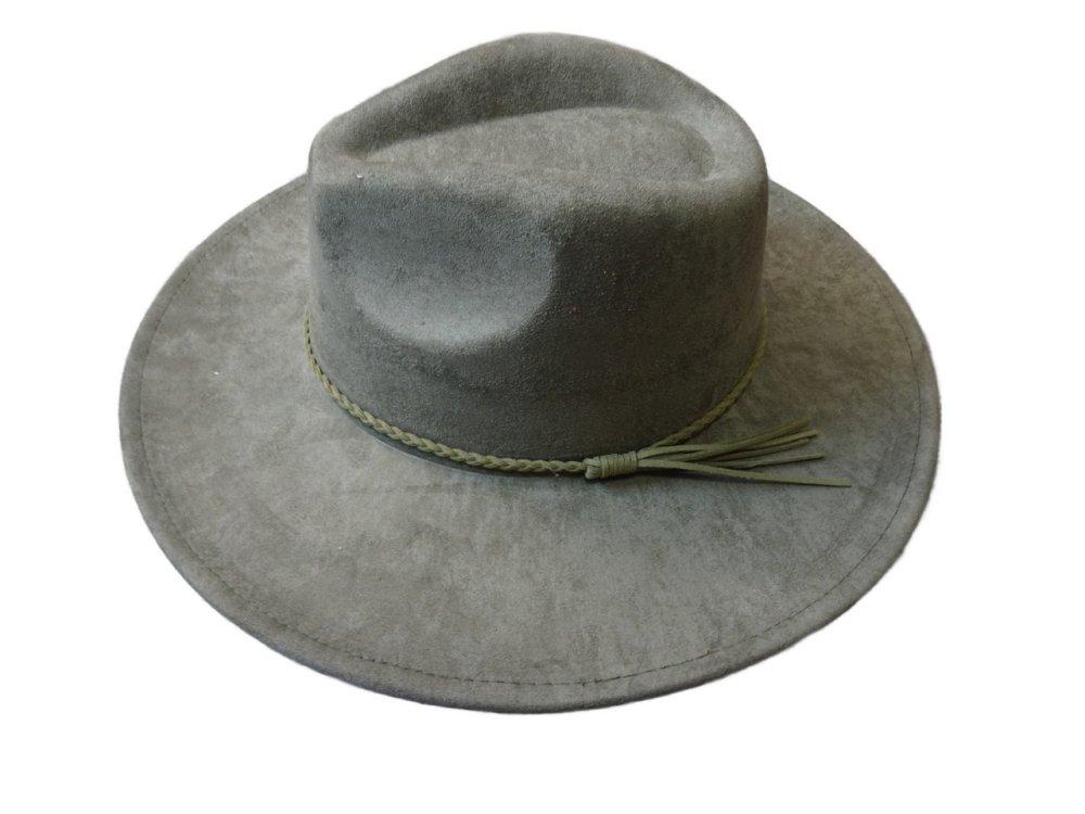 (image for) Vegan suede Wide brim hat ELASTIC BAND - Army Green ELASTIC