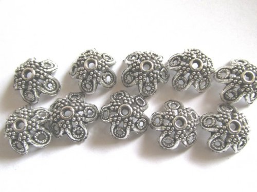 (image for) Bead caps - Antique silver (bag of 10) #BCAP18