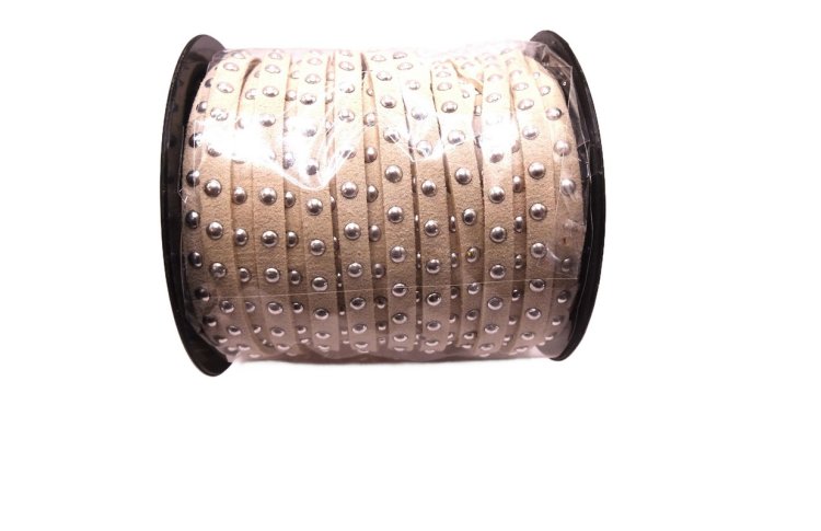 (image for) Faux leather lacing with silver studs - Cream