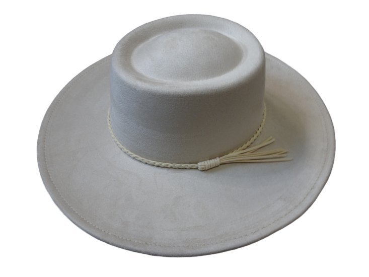 (image for) Round Top wide brim Vegan suede hat - Beige