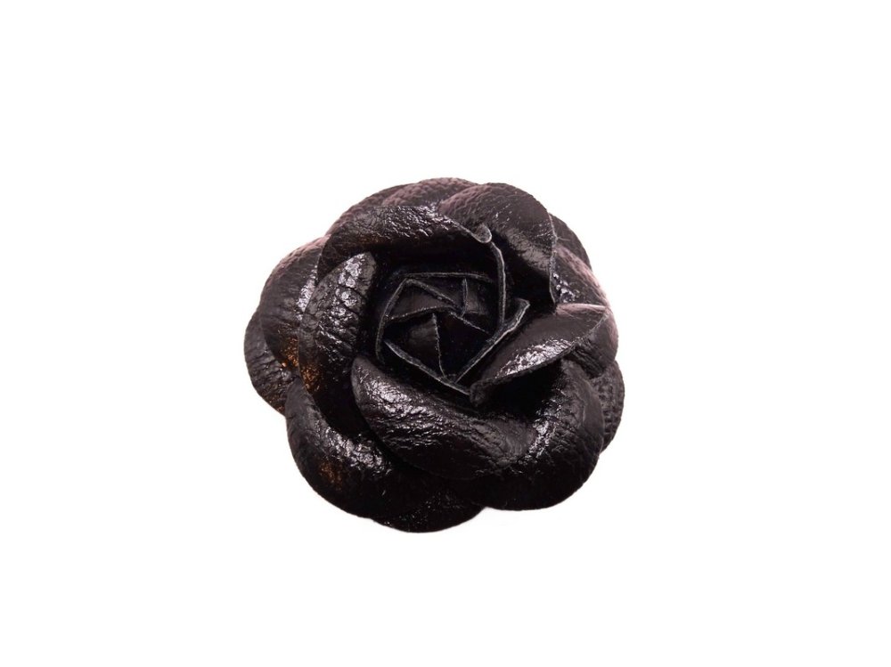 (image for) Faux leather flower 2 1/2" - Black