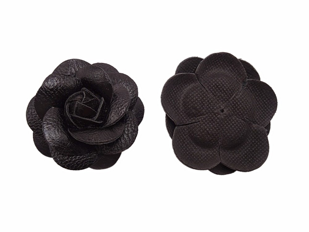 (image for) Faux leather rose 2 1/2" - Black