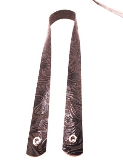 (image for) Embossed leather hat band - Black/Gray