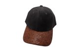 (image for) Faux leather Brim Vegan suede baseball cap - Charcoal black