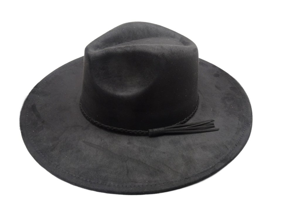 (image for) Vegan suede Wide brim hat - BLACK