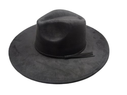 (image for) Vegan suede Wide brim hat - BLACK