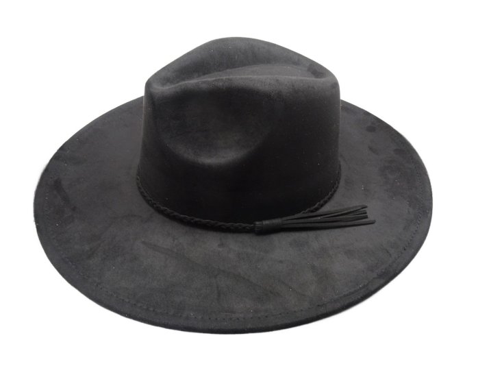 (image for) Vegan suede Wide brim hat - BLACK