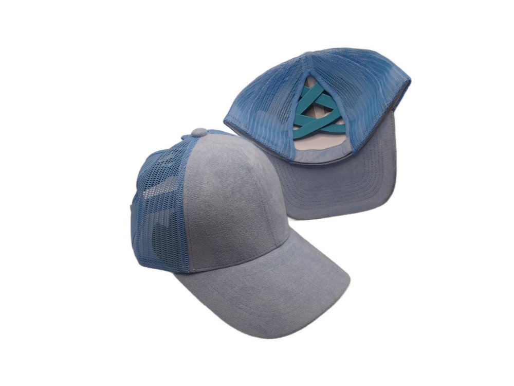 (image for) Pony Tail criss cross Mesh back cap - Light Blue pony