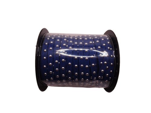 (image for) Faux leather lacing with silver studs - Blue