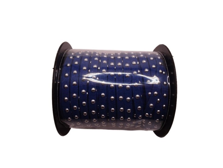 (image for) Faux leather lacing with silver studs - Blue