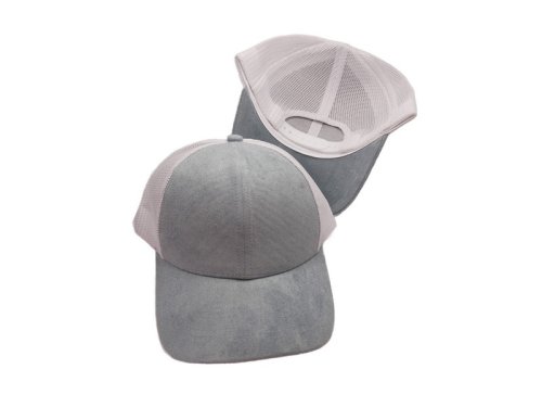 (image for) Vegan suede Mesh snap back baseball cap - Blue White Mesh