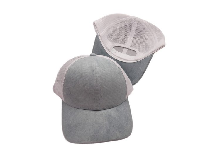 (image for) Vegan suede Mesh snap back baseball cap - Blue White Mesh