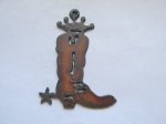 (image for) Cowboy Boot w/Crown Metal Cutout Pendant #RR002CR-B
