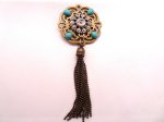 (image for) Bronze dangle pendant with metal tassel #PEN-50