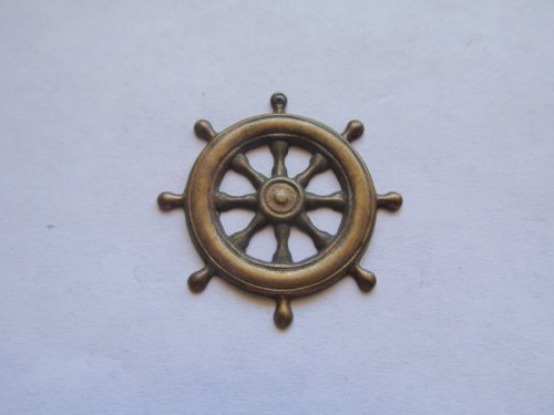 (image for) Ship Wheel Brass Stamping Pendant #VINS45