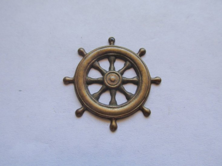 (image for) Ship Wheel Brass Stamping Pendant #VINS45