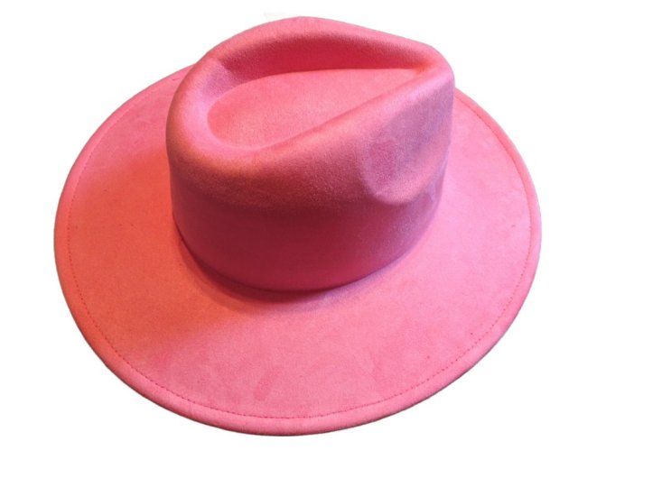 (image for) Vegan suede Wide brim hat - Bright Pink