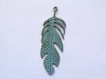 (image for) Feather bronze pantina pendant #HU13-5