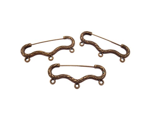 (image for) Hat pin safety pin charm holder antique brass (3pcs) #Pen-38B