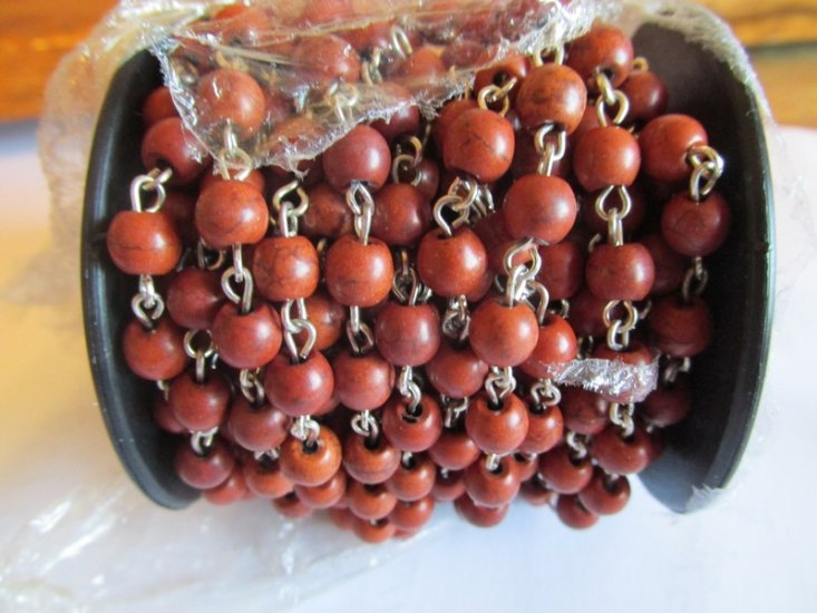 (image for) Bead Chain - Brown/silver wire 6mm (1 FT)