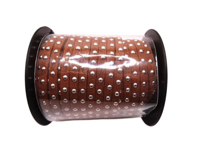 (image for) Faux leather lacing with silver studs - Brown