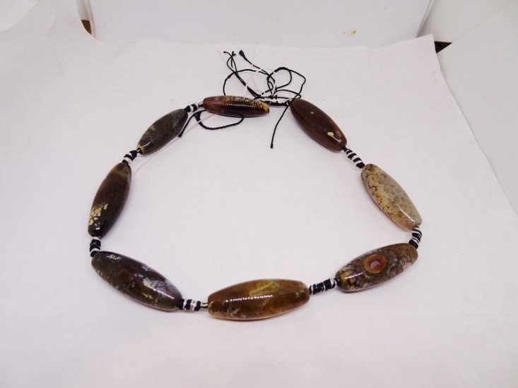 (image for) Brown agate shaped tube beads 14x38mm #1636A