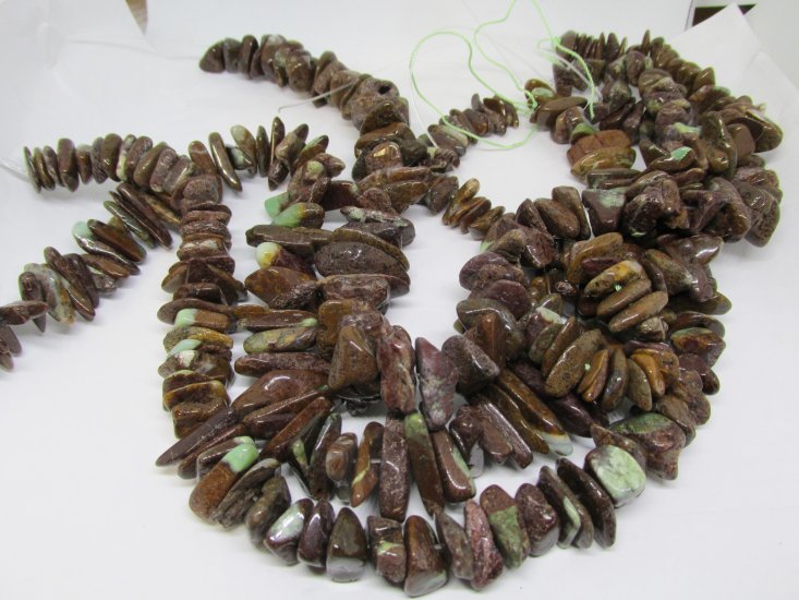 (image for) Brown Chrysoprase small chunkly side drilled #1915