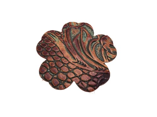 (image for) Brown and Teal genuine leather flower 3" #BT