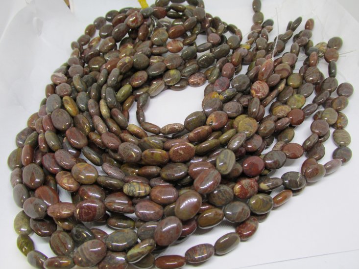Modal Additional Images for Brown green Jasper small oval 10x15mm #1710-TU