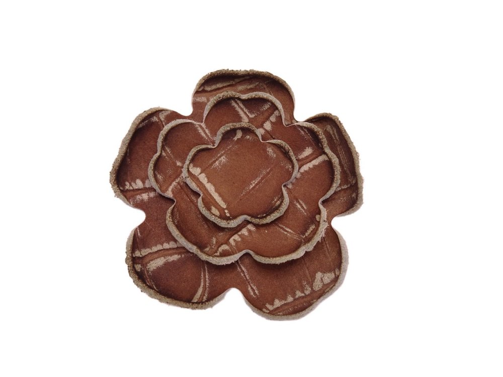 (image for) leather flower set - Brown (3pcs)