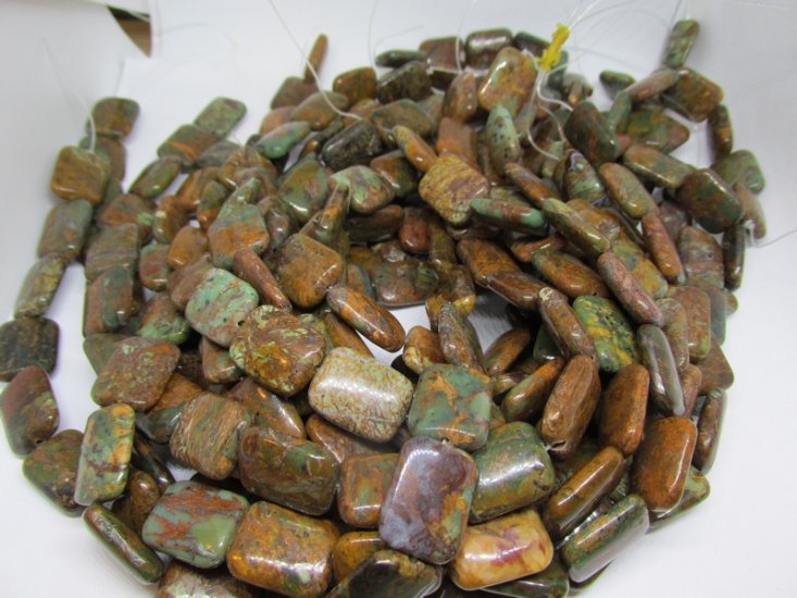 (image for) Brown, Teal Jasper rectangle 15x20mm #1563-TU