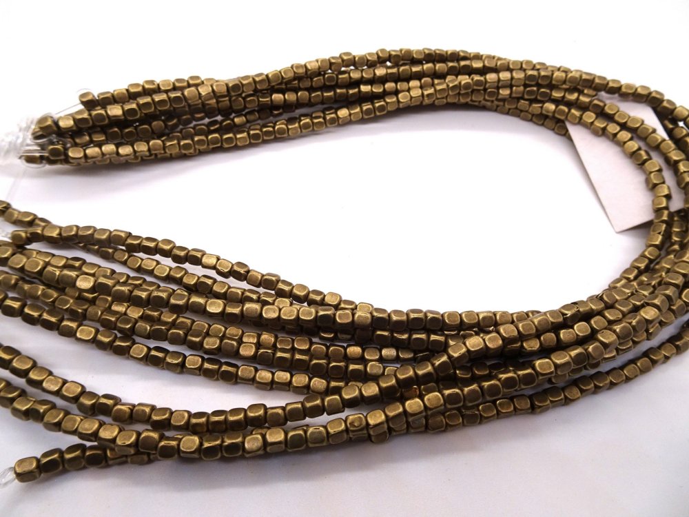 (image for) Gold brushed hematite spacer beads 4mm #SS1054
