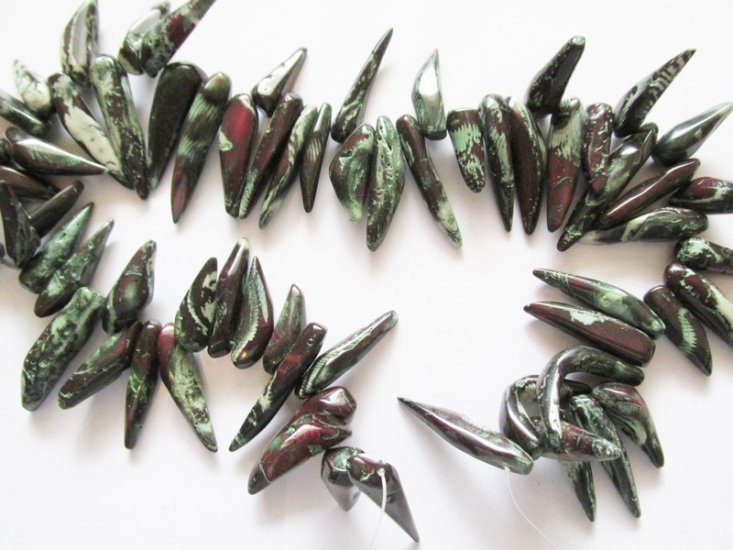 (image for) Burgandy green Coral Stick beads #1665