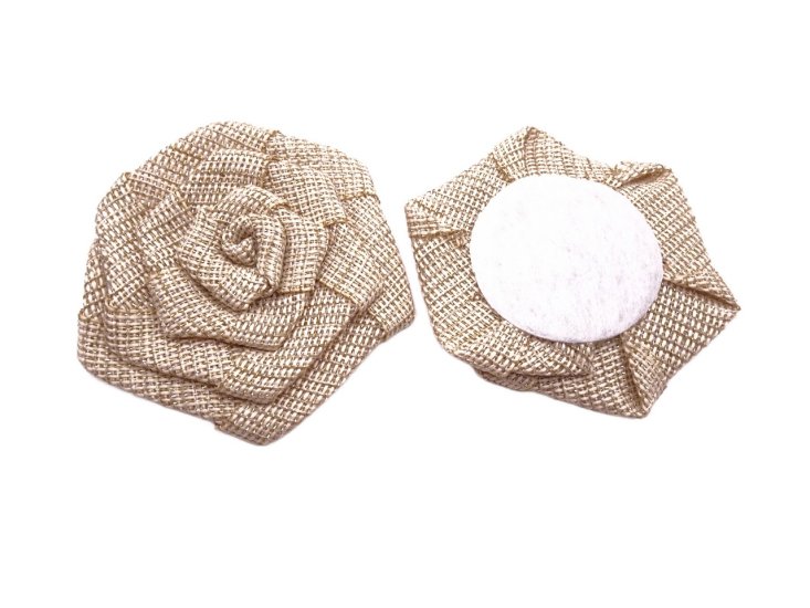 (image for) Tan Burlap flower hat embellishment glue on