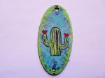 (image for) Oval rustic metal hand painted with cactus #RM-60