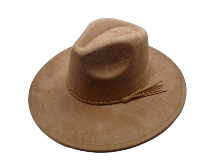 (image for) Vegan suede Wide brim hat - CAMEL TAN