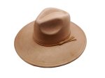 (image for) Vegan suede Wide brim hat ELASTIC BAND - Camel Elastic
