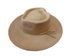 (image for) Heart shaped Vegan suede wide brim hat - Camel Heart